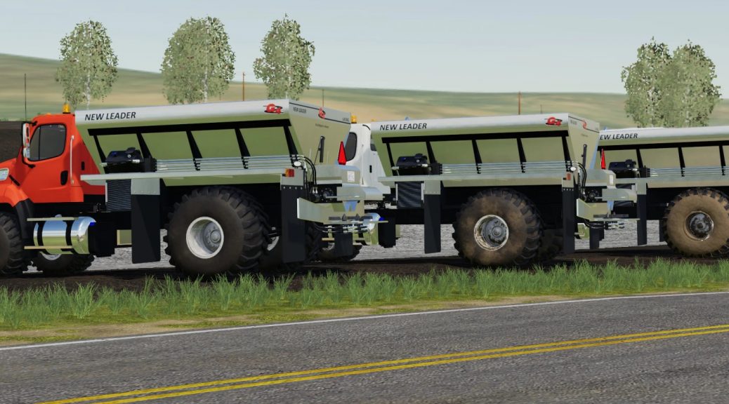 Freightliner 108sd With New Leader L4330g4 Lime Fertilizer Spreader V10 Mod Farming 8693