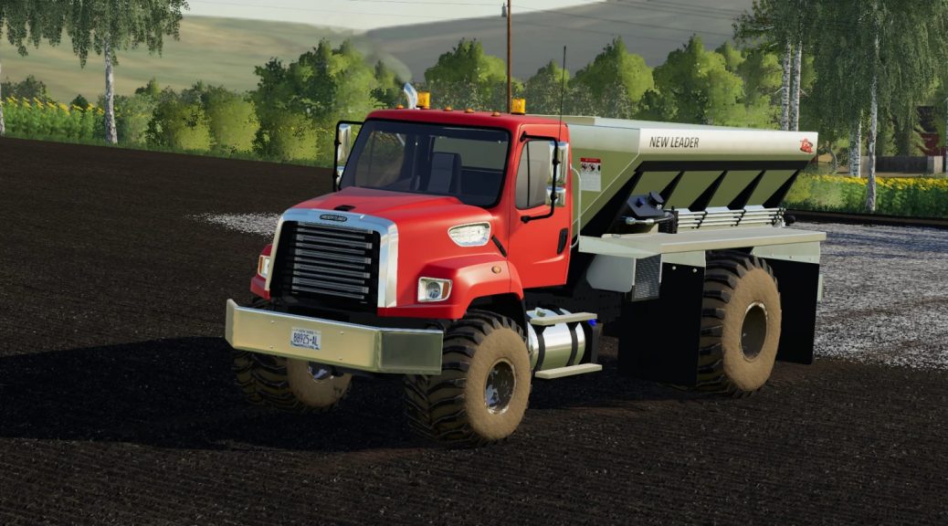 Freightliner 108sd With New Leader L4330g4 Lime Fertilizer Spreader V10 Mod Farming 7020